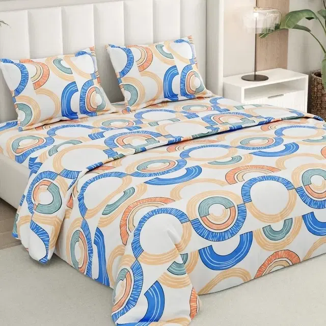 Rivermoor UltraSoft Floral Double Bed Size Bedsheet, Sky Blue