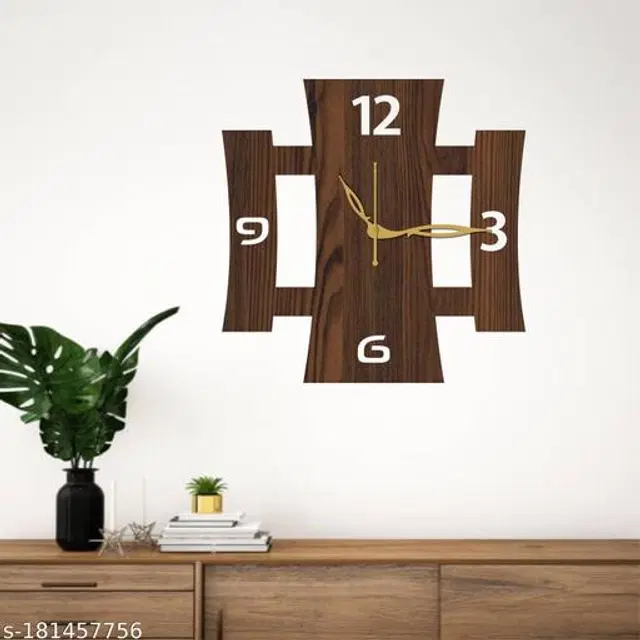 Wooden Wall Clock for Home, Brown