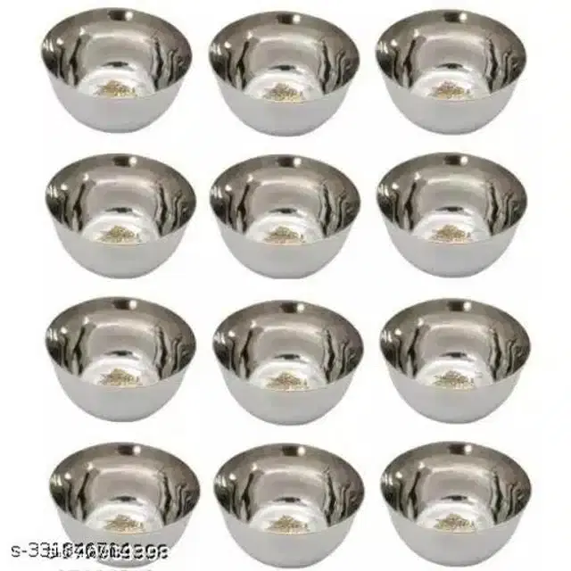 Stainless Steel Bowls, Silver, Pack of 12