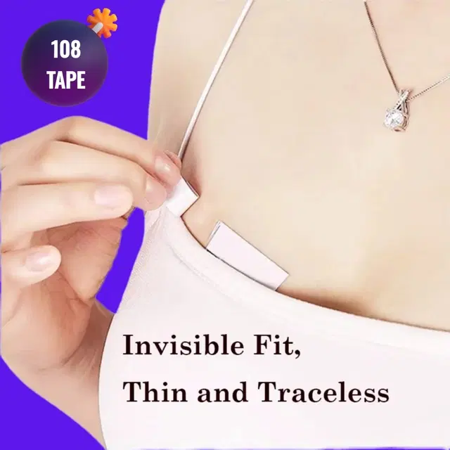 Acrylic Film Clothing 108 Double Sided Tape Strips, Transparent, Set of 1