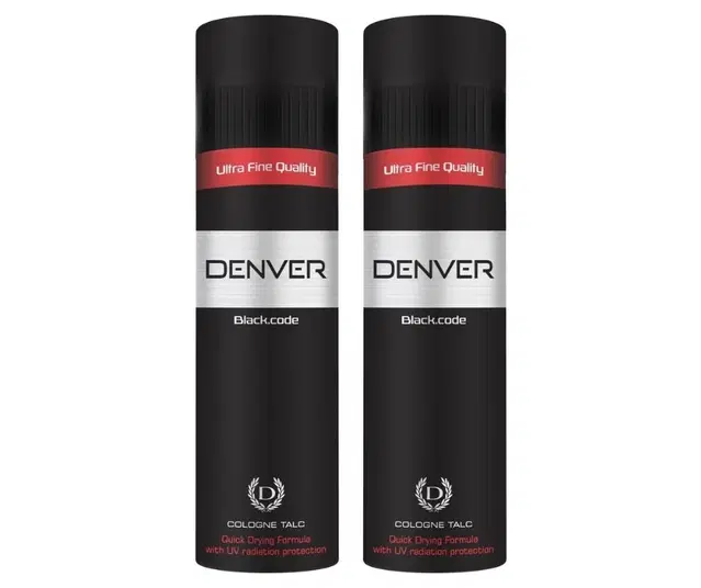 Denver Black.Code Ultra Fine Quality Cologne Talc, 300 g, Pack of 2