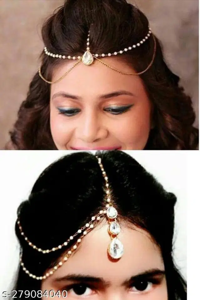 Alloy Maangtika for Women, Pack of 2 (Multicolor)