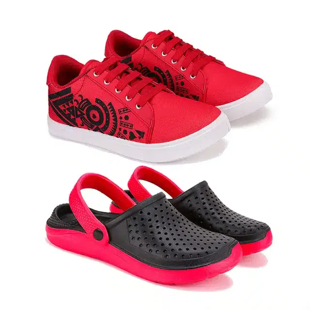 Canvas shoes with Clogs for Men, Pack Of 2 (Multicolor, 9)