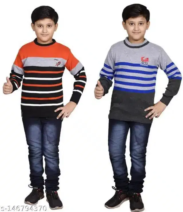 Woolen Sweaters for Boys, Pack of 2 (Multicolor, 8-9 Years)