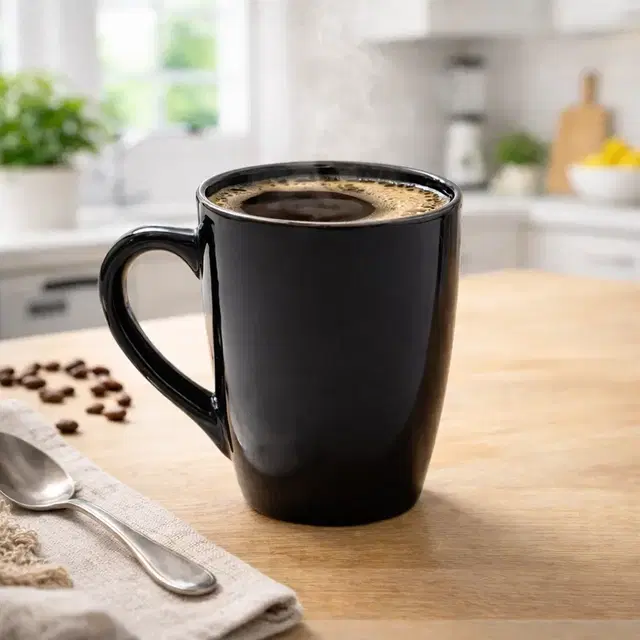 Ceramic Tea & Coffee Mug, Black (290 ml)