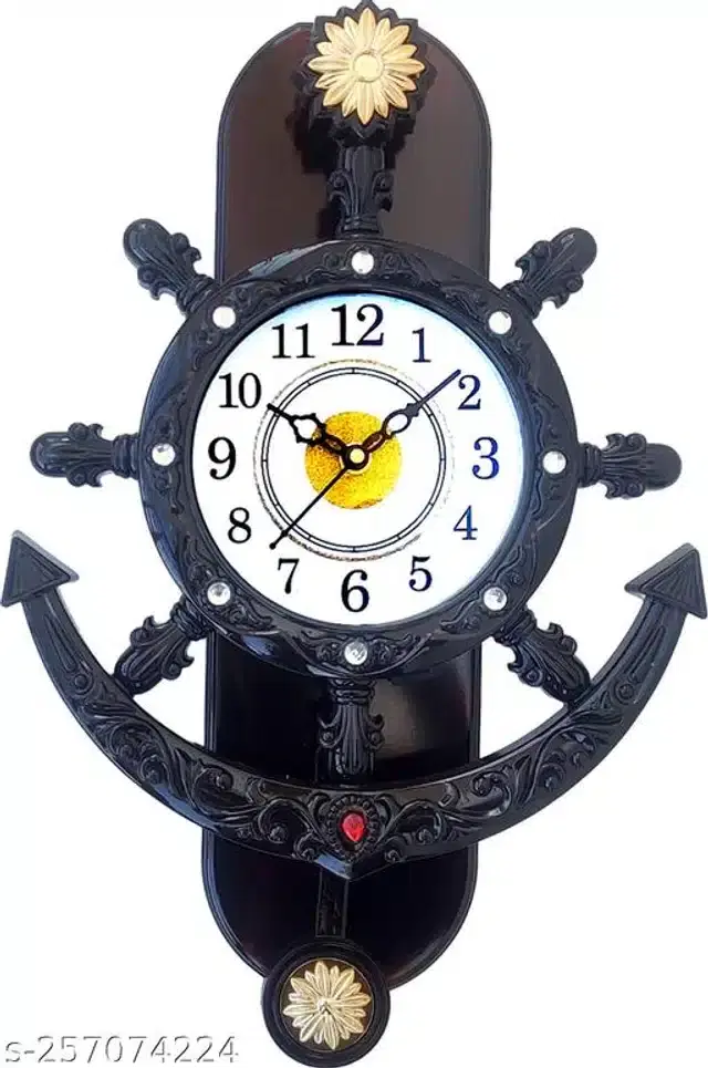 Plastic Analog Wall Clock, Brown & White