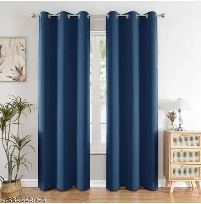 Polyester Curtain for Door, Navy Blue, 5 Feet