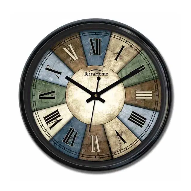 TerraHome Sweep Silent Paper Dial Wall Clock 12in Multicolor Roman