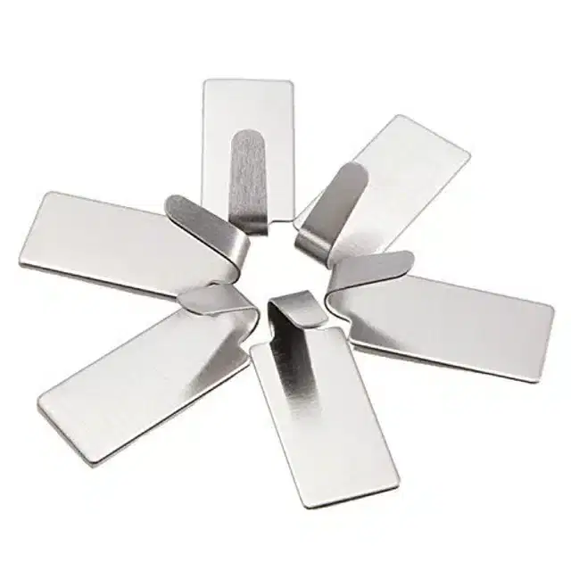 Steel Wall Hook for Hanging, Silver, Pack of 6