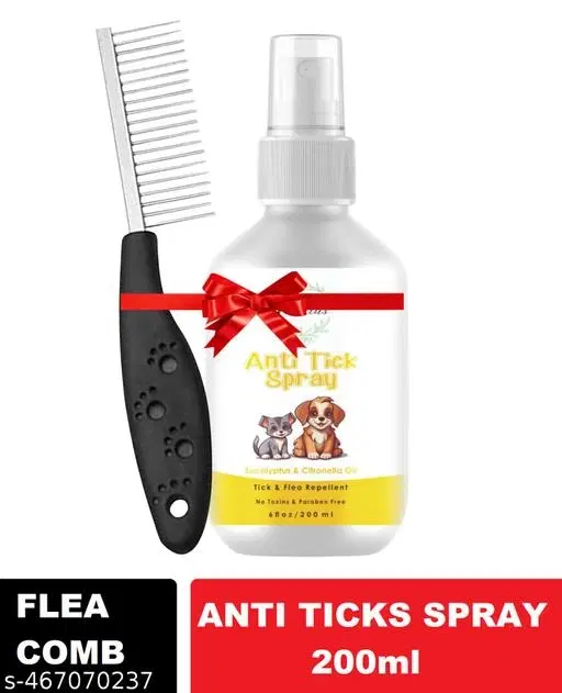 Dog Ticks and Flea Removal Spary for all Dogs Breeds with Flea Removing Comb .200ml, (Pack Of 1)