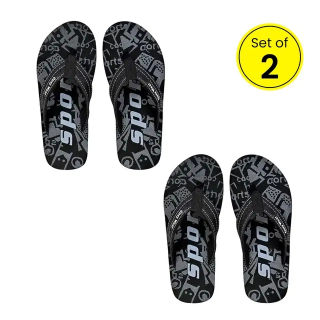Cozy Wear Slippers For Men Pack of 2,  Black (9)