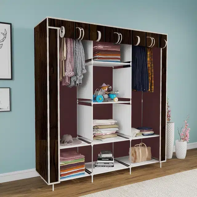 Carbon Steel 3 Door 8 Shelf Printed, Brown