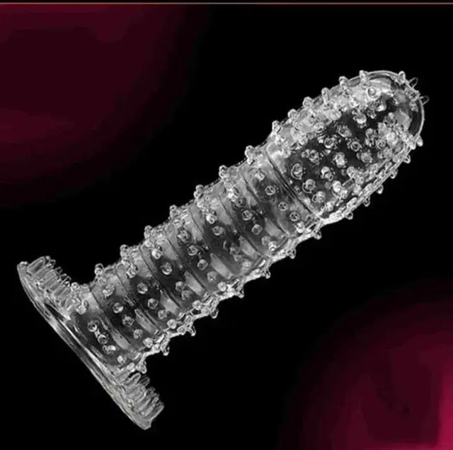 Crystal Dotted Reusable Condom for Men, Transparent