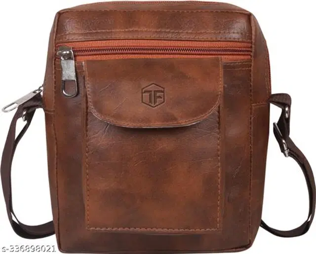 Faux Leather Sling Bags for Men, Tan
