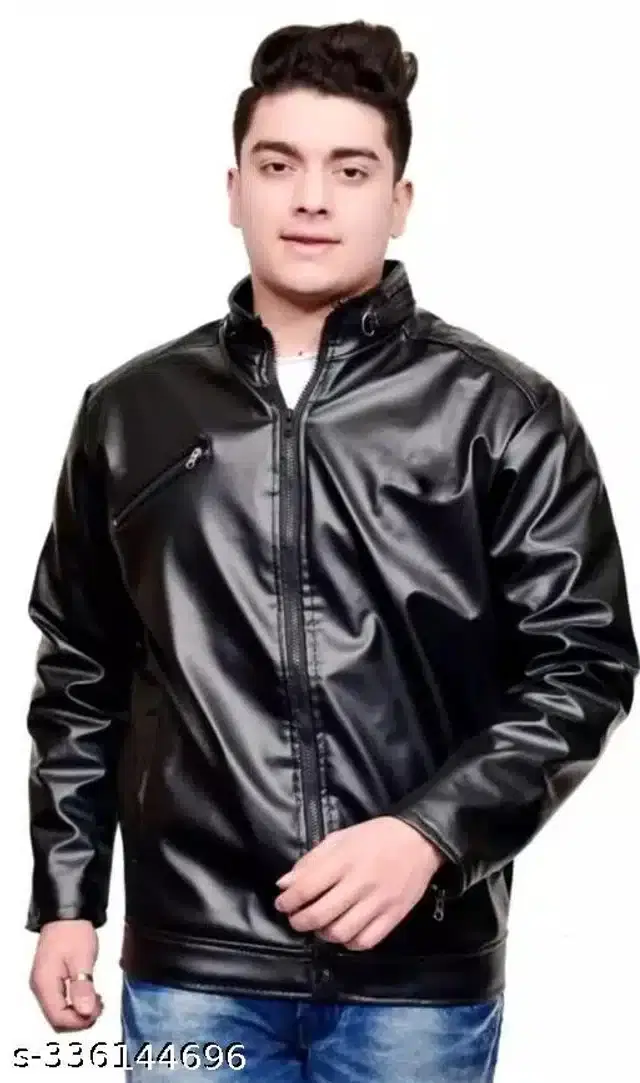 PU Jacket for Men (Black, M)