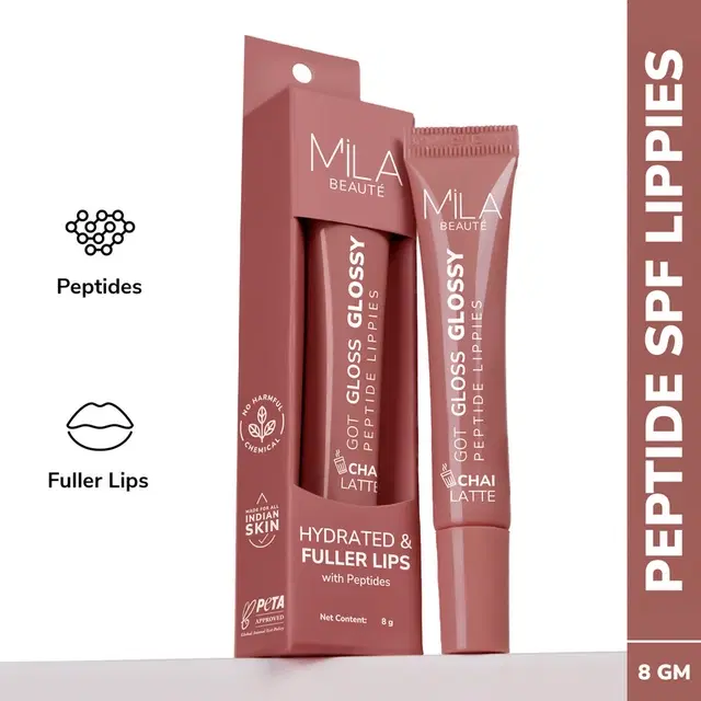 Mila Beaute Peptide Infused Gloss Lip Balm With Hyaluronic Acid & Vitamin E (Chai Latte) (8 g) (Pack Of 1)