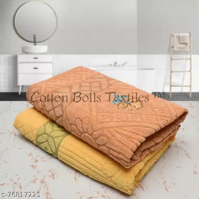 Cotton Bath Towels, Orange & Yellow, 75x150 cm, Pack of 2