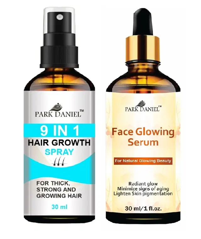 Park Daniel 9 in 1 Hair Growth Spray with Face Glowing Serum, 30 ml, Set of 2