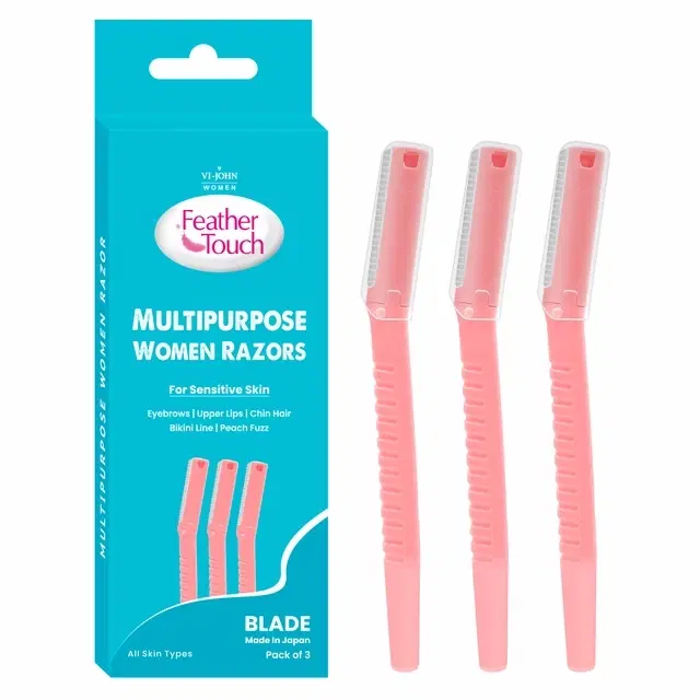 VI-JOHN Feather Touch Multipurpose Women for Upper Lip, Chin & Bikini Line All Skin Type - 3 Razors