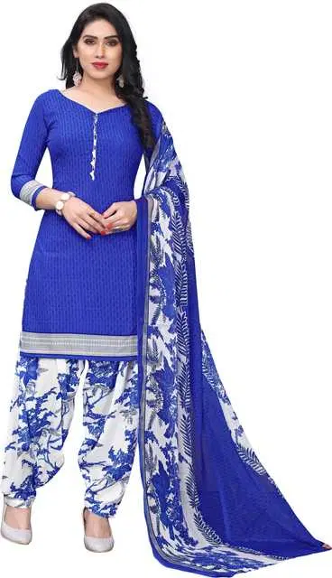 Yashika Unstitched Crepe Salwar Suit Material (Blue) (Y-295)