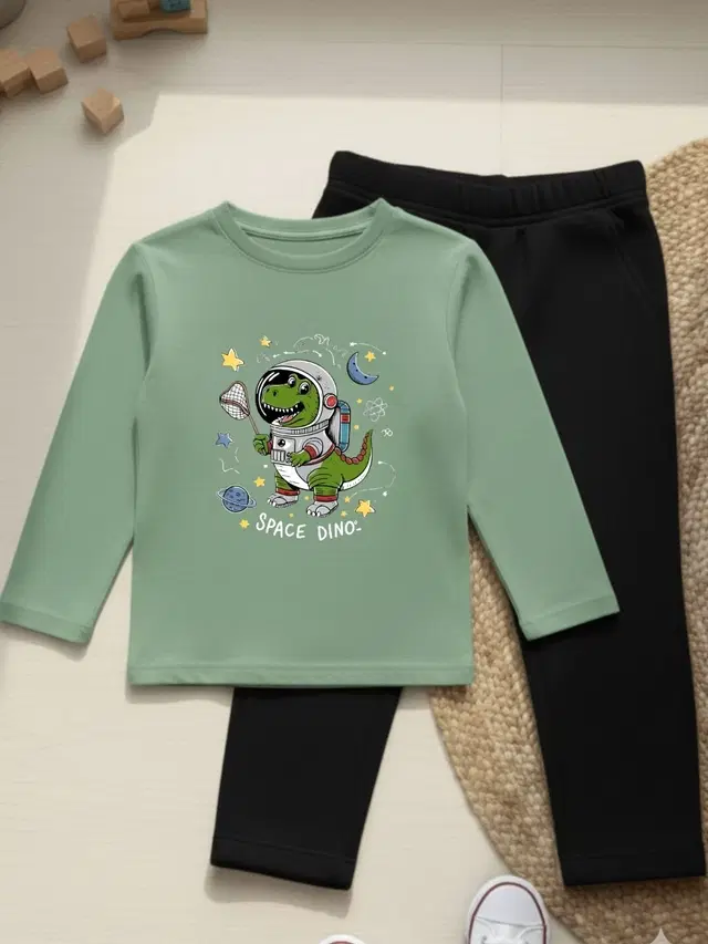 Cotton Solid Clothing Set For Boys, Multicolour (5-6 Years)