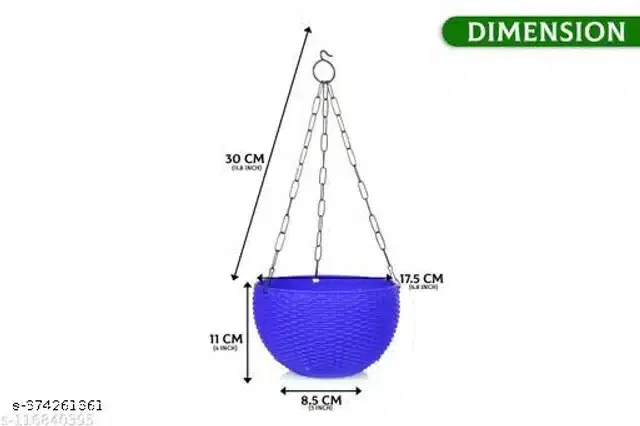 Hanging Flower Pots with Metal Chain, Blue