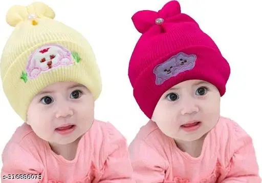 Printed Cap for Kids, Pack of 2 (Multicolor)