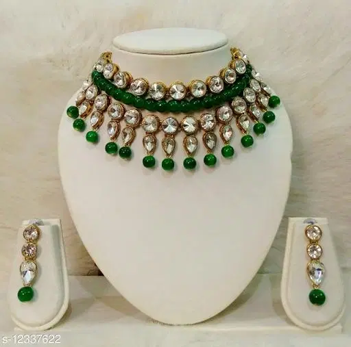 Beautiful Kundan Chokar Necklace for Women & Girls, Green
