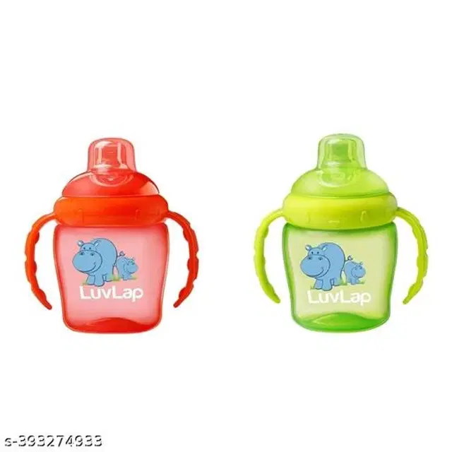 Luvlap Hippo Sipper for Kids, Red & Green, 225 ml, Pack of 2