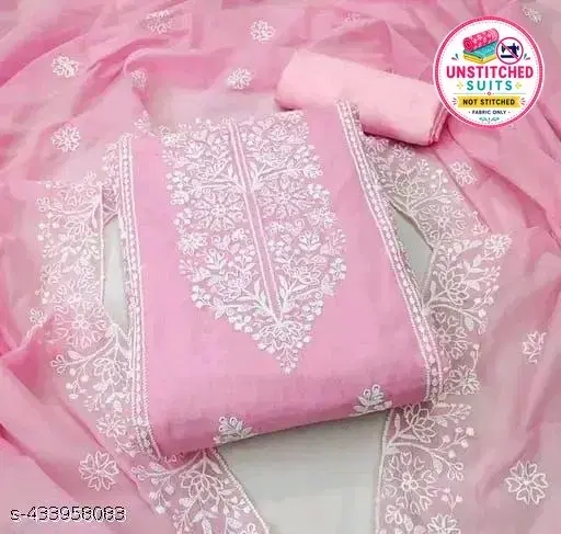 Chanderi Cotton Punjabi/All Over Suits for Women (Pink, Un Stitched)