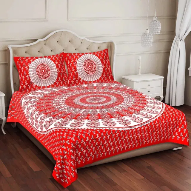 Cotton Double Bed sheets With 2 Pillow Cover (Multicolour) Set Of 1