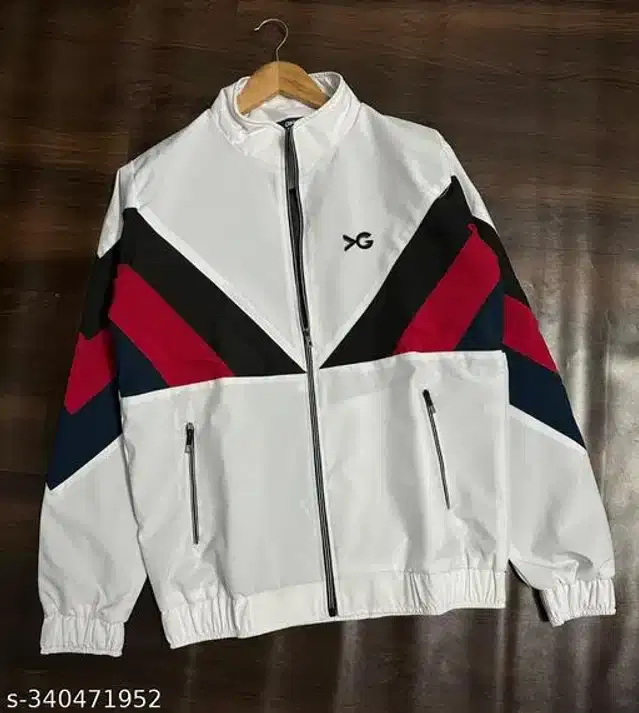 Polyester Jacket for Men (White, L)