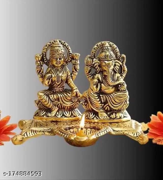 Brass Laxmi Ganesh Ji Idol, Gold