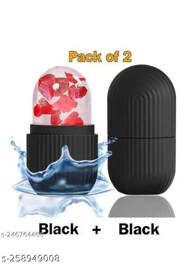 Silicone Ice Face Roller, Black, Pack of 2