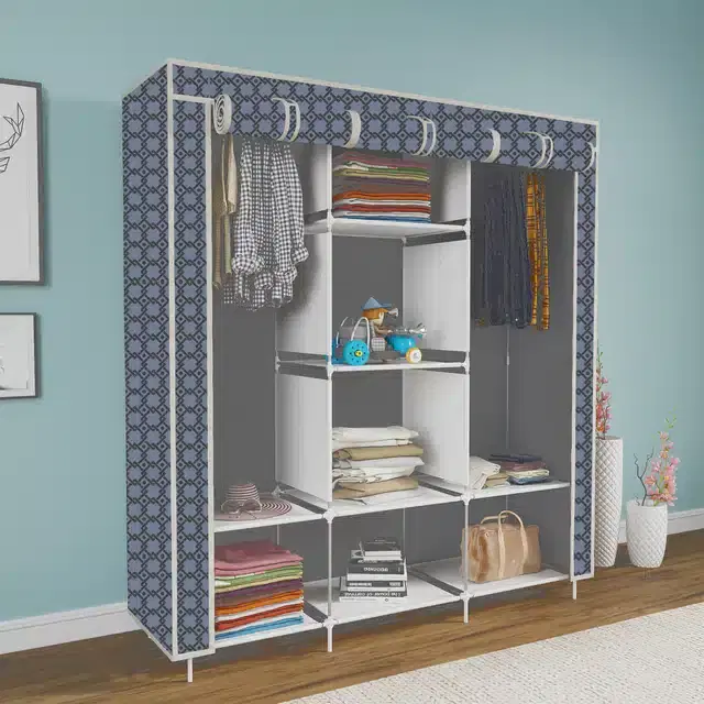 Carbon Steel 3 Door 8 Shelf Printed, Grey
