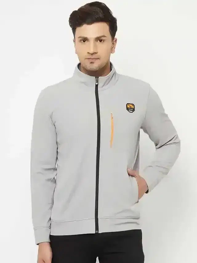Glito Solid Full Sleeve Jacket For Mens (Grey, S) (Gj-15)