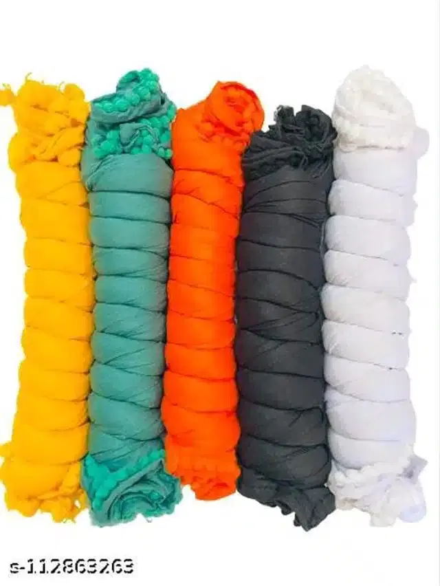 Dupatta for Women, Pack of 5 (Multicolor, 2 m)