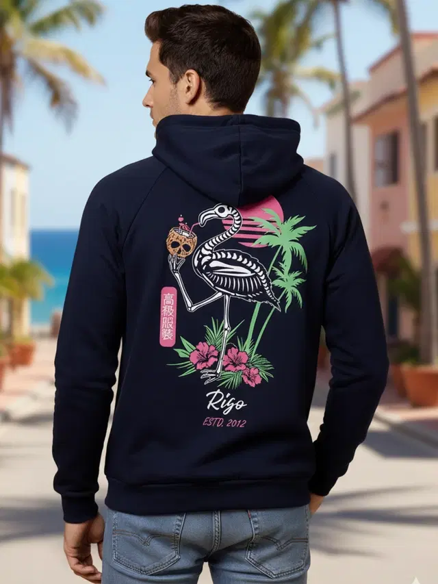 Fleece Printed Sweatshirt For Men, Blue (M)