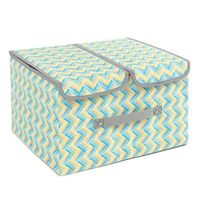 TerraHome x Double-R Foldable Storage Boxes with Lids – Large Stackable Fabric Organizer Bins with Divider and Handle for Closet, Bedroom, Kids Room and Office