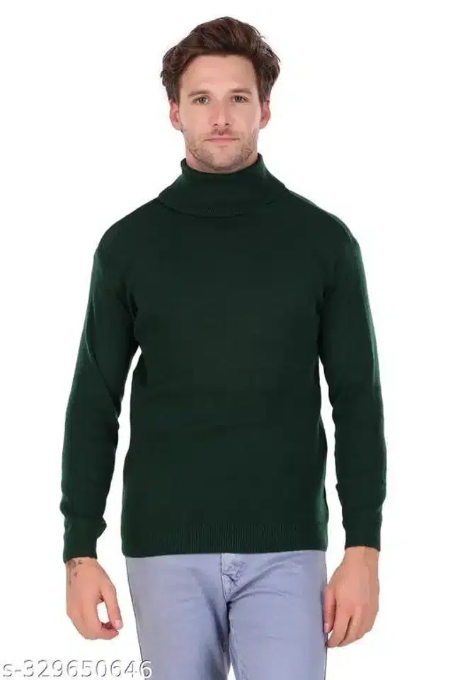 Acrylic Sweater for Men (Green, L)