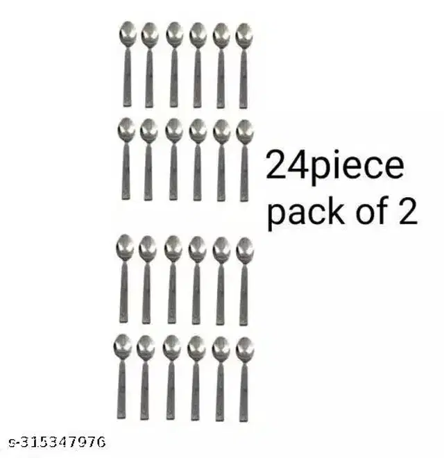 Stainless Steel Spoons, Silver, Pack of 24