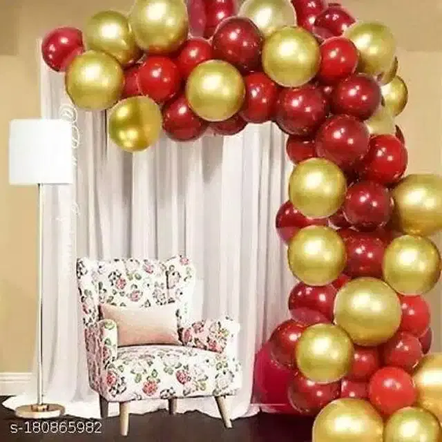 Balloons for Decoration, Red & Gold, Pack of 100