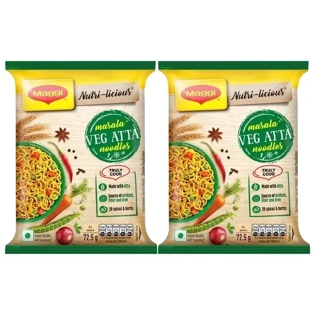 Maggi Nutri- Licious Masala Veg Atta Noodles 2X72.5 g - Set Of 2 - Pouch