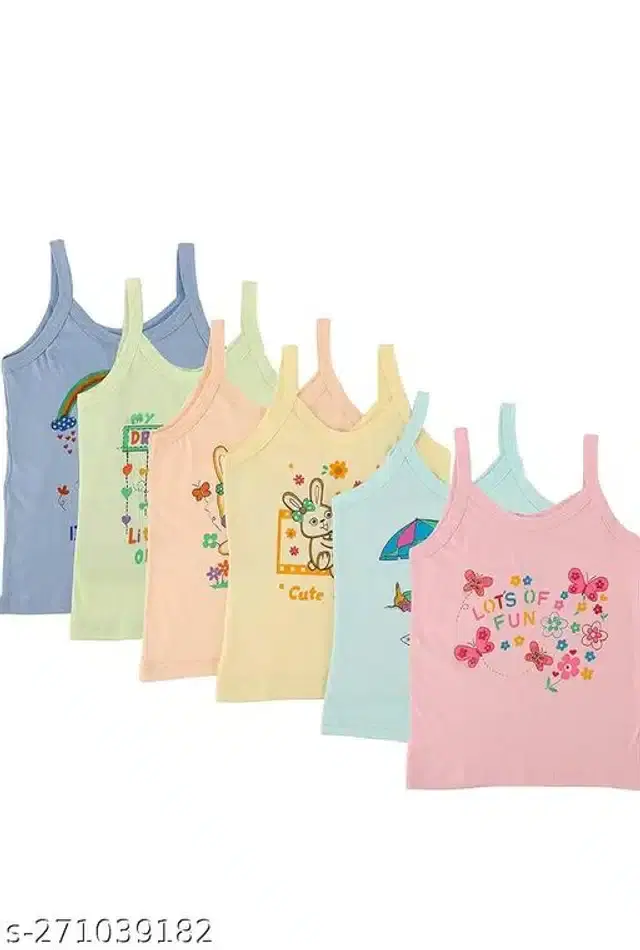 Cotton Vest for Kids, Pack of 6 (Multicolor, 0-3 Months)