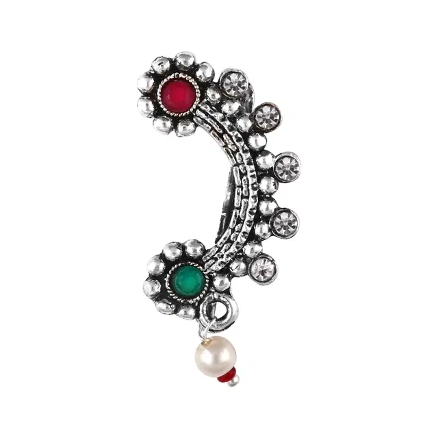 Oxidised Silver Alloy Nosepin for Women (Multicolor)