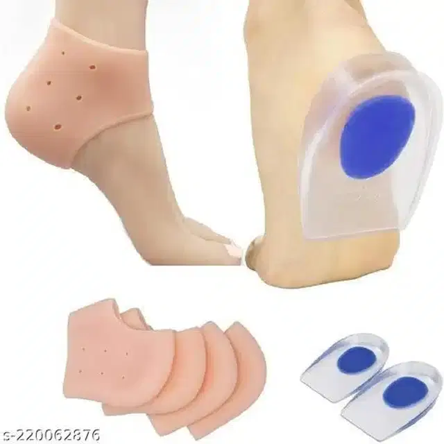 Moisturizing Silicon Gel Socks with Foot Pad, Beige, Set of 2