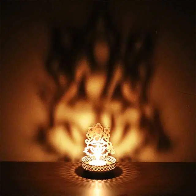 Divine Shadow Metal Laxmi Tealight Holder, Golden, 4.5 X 3 X 4.5Inches, Du-002