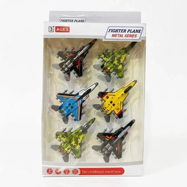 Mini Fighter Jets for Kids, Push and Go, Pack of 6