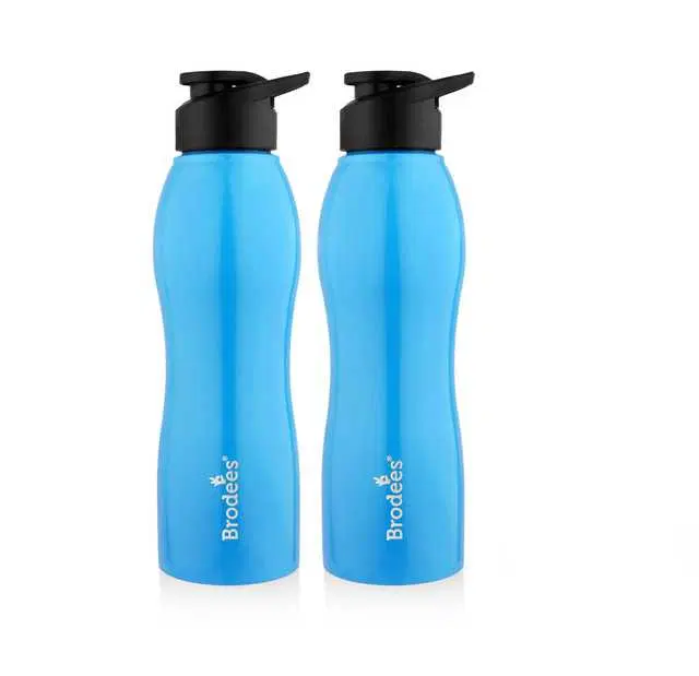 Brodees Meghapushp Stainless Steel Bottle, Set Of 2 Pcs, 1000 ml Of Each, Blue, A-42