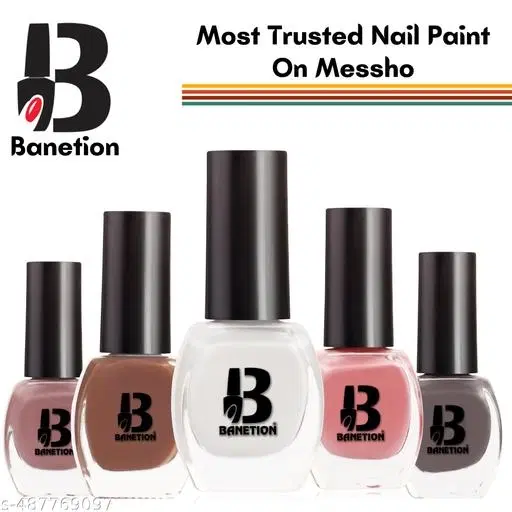 Banetion Matte Nail Polish, Multicolor, Pack of 5
